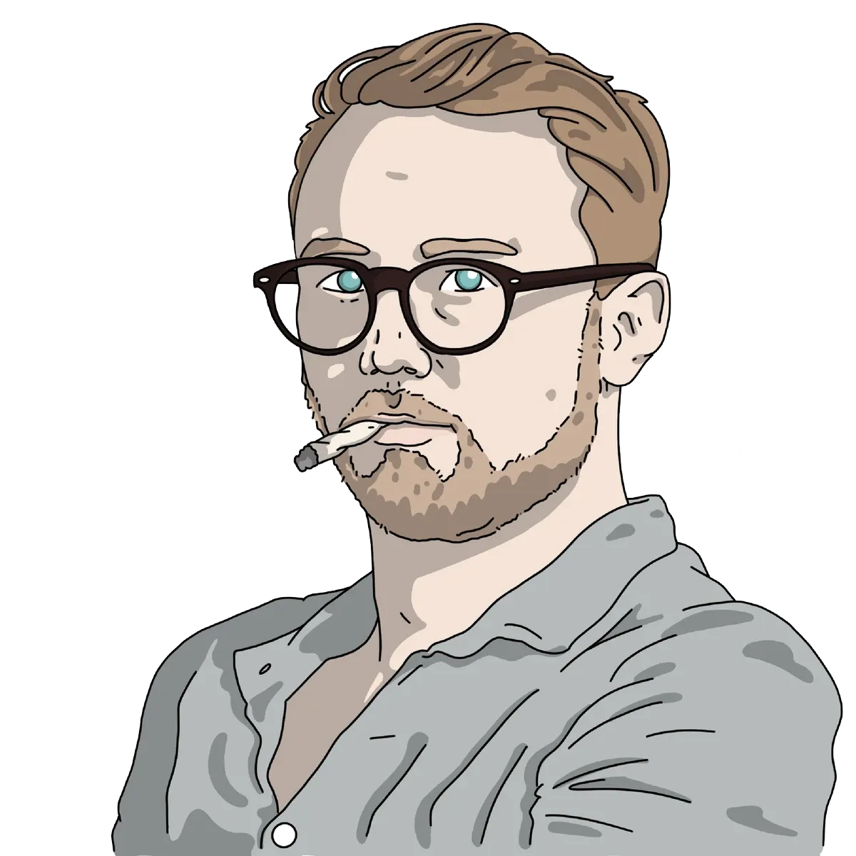 Illustrated portrait of James Gordon Curtis