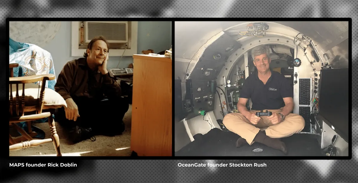 Side-by-side photos: MAPS founder Rick Doblin and OceanGate founder Stockton Rush